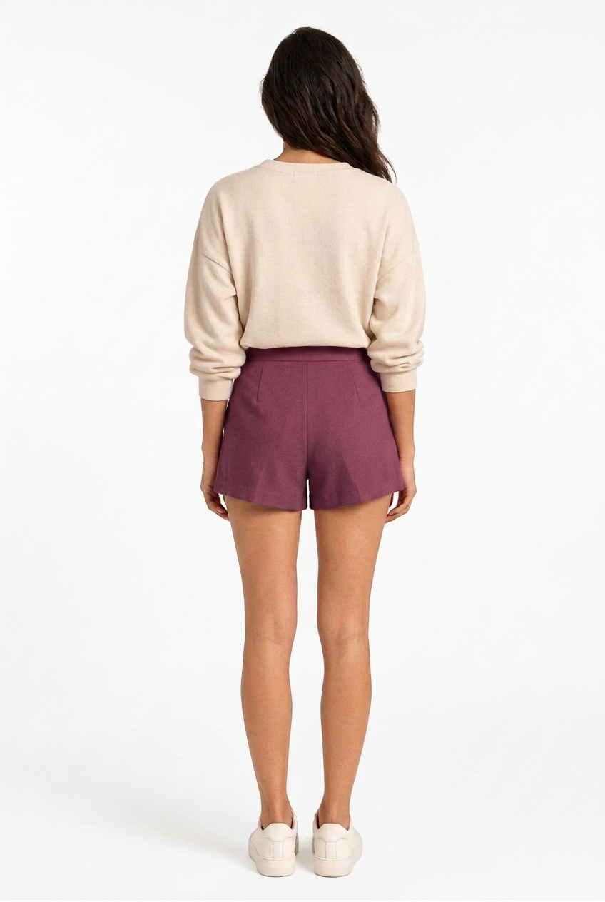 Purple shorts, back view