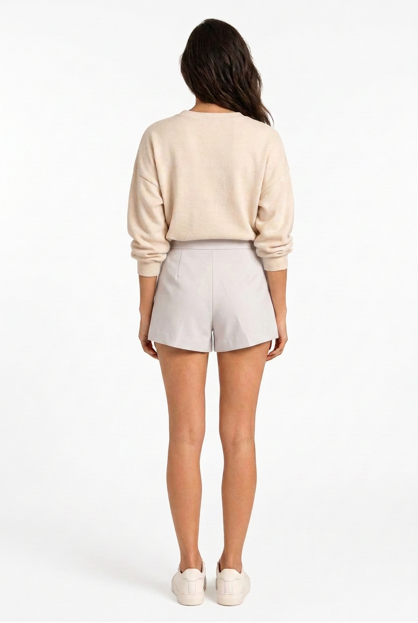 White-grey shorts, back view