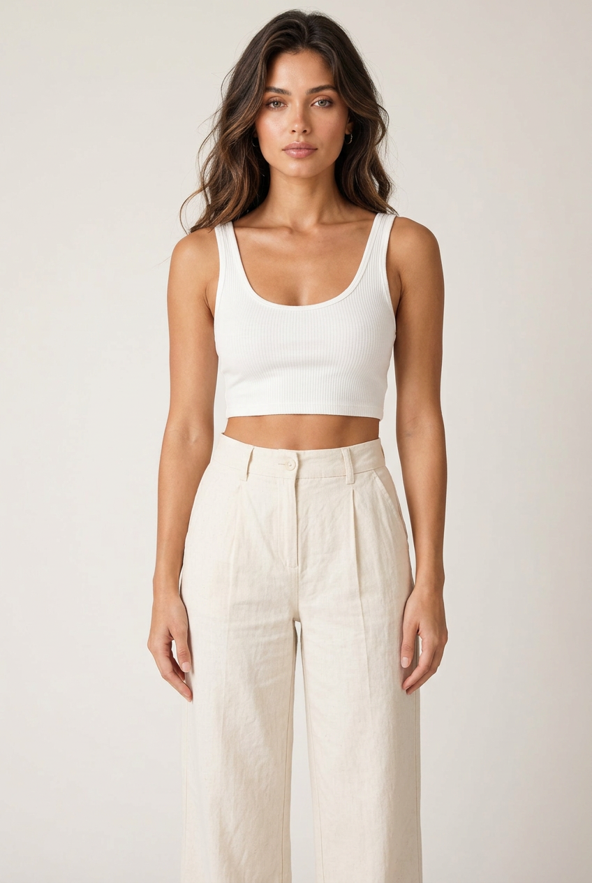 White cropped top front view