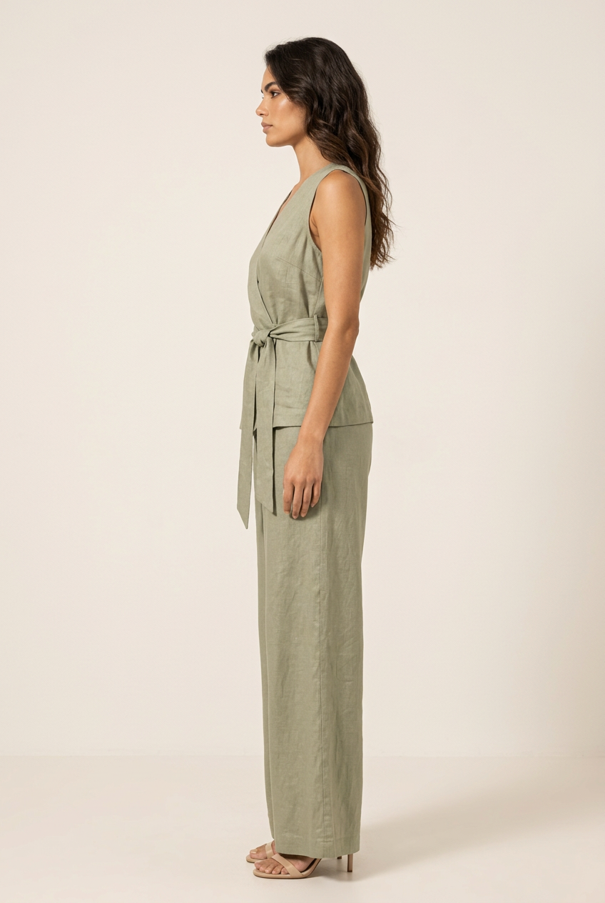 Sage green outfit left side view