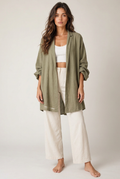 Olive longline shirt front view
