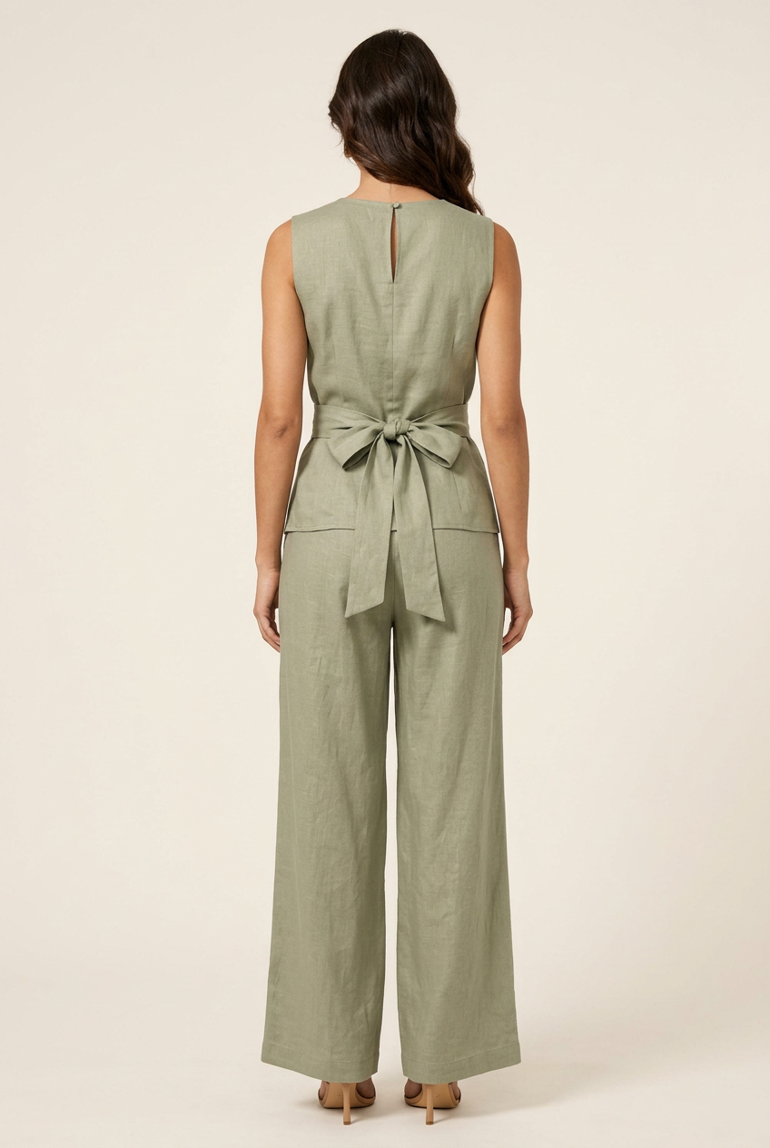 Sage green outfit proposed back view