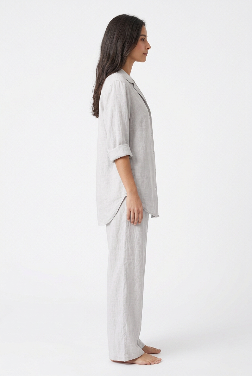 White-grey shirt and trouser set, right profile