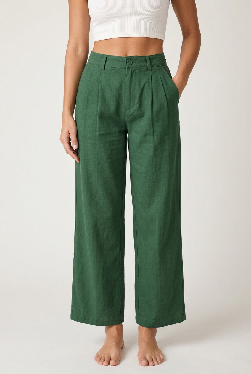 Green trousers front view